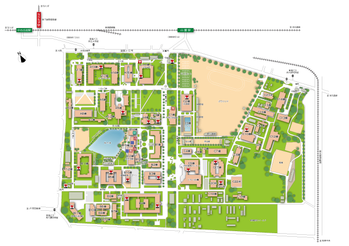 Nakamozu Campus Map